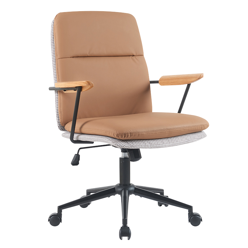 Zemitě žlutá dřevěná loketní opěrka s dvojitým polštářem pro domácí kancelářskou židli (X-5135)