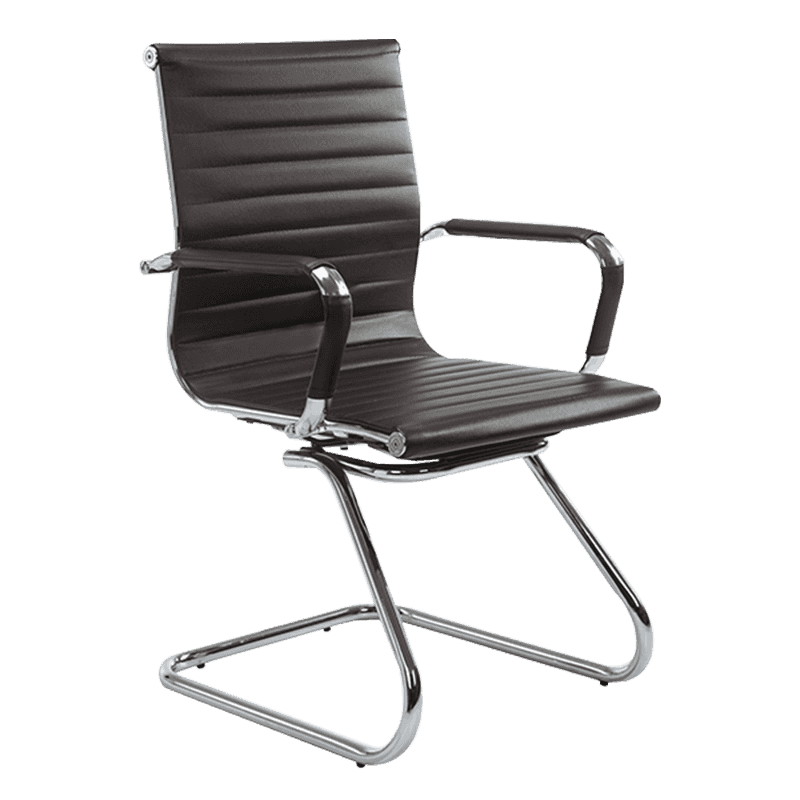 Hnědá moderní kožená konferenční židle se středem zad (Y-1846C)