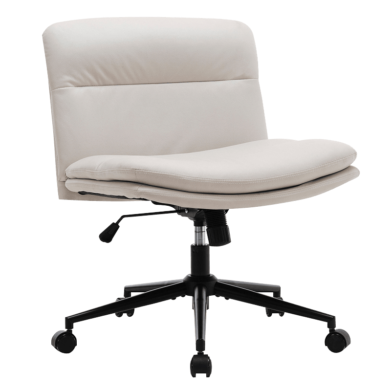 Bílá široká bezruká domácí kancelářská židle se zkříženýma nohama (Y-C56)