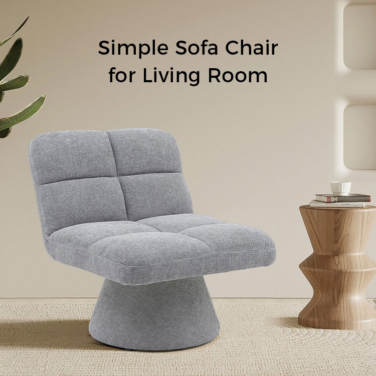 Home Contemporary Nordic Unikátní bezruká tkanina Otočná sedací souprava s měkkým polštářem do obývacího pokoje s otočnou základnou (GY-643)