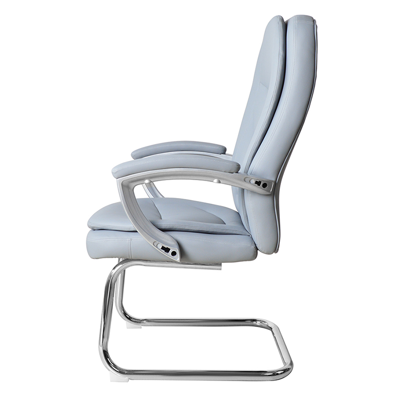 Moderní kožená konferenční židle s vysokým opěradlem a pevnou chromovou základnou (M-6124)