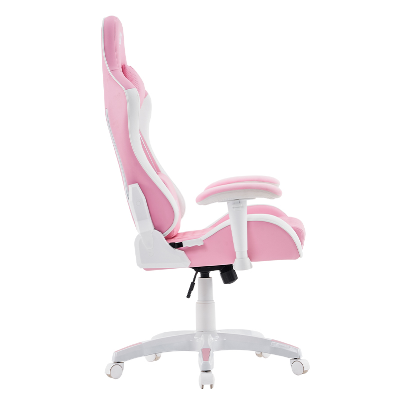 Růžové moderní otočné herní křeslo s nastavitelnými 3D područkami (T-7122)