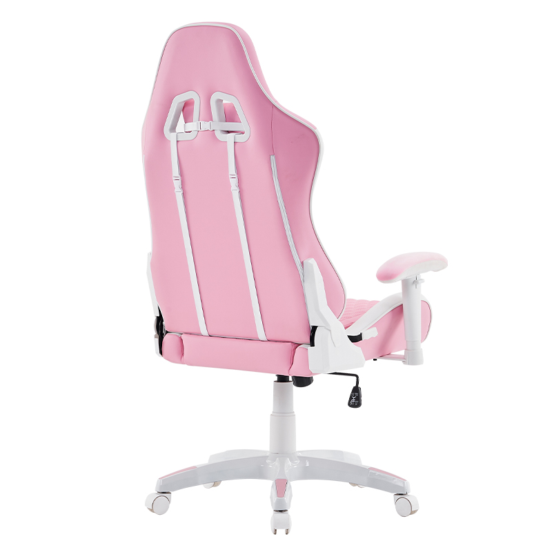 Růžové moderní otočné herní křeslo s nastavitelnými 3D područkami (T-7122)