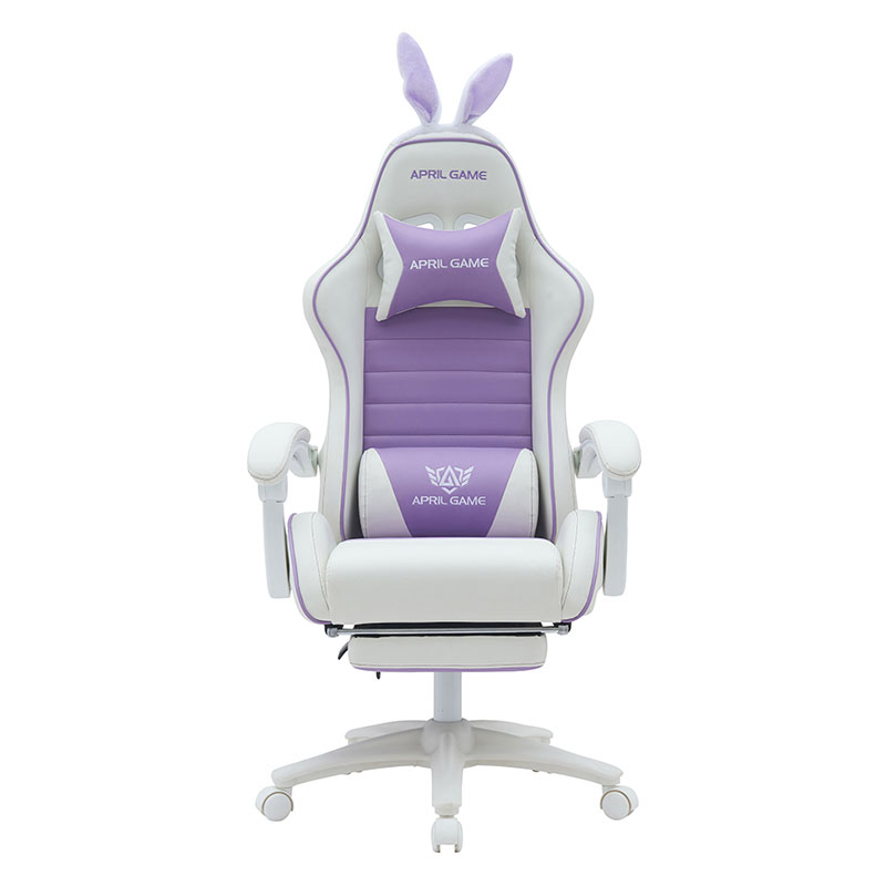 Syntetická kůže 360 otočné PVC PU Pohodlné polohovací roztomilé bílé fialové Dívčí herní křeslo Silla Gamer pro závodění (T-7114B)