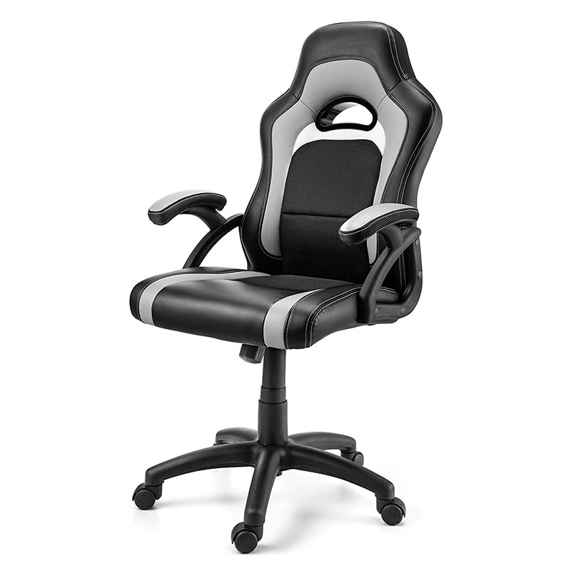 Moderní látkové křeslo do obývacího pokoje s otočným nastavitelným zdvihem opěrky hlavy Pu Kovový ocelový materiál pro hry a počítače (Y-2647)