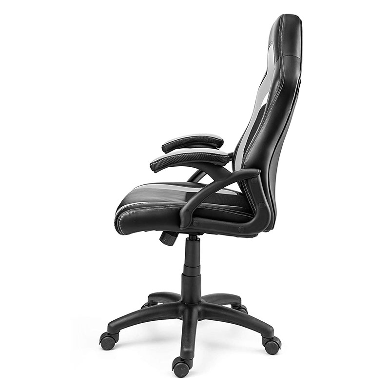 Moderní látkové křeslo do obývacího pokoje s otočným nastavitelným zdvihem opěrky hlavy Pu Kovový ocelový materiál pro hry a počítače (Y-2647)