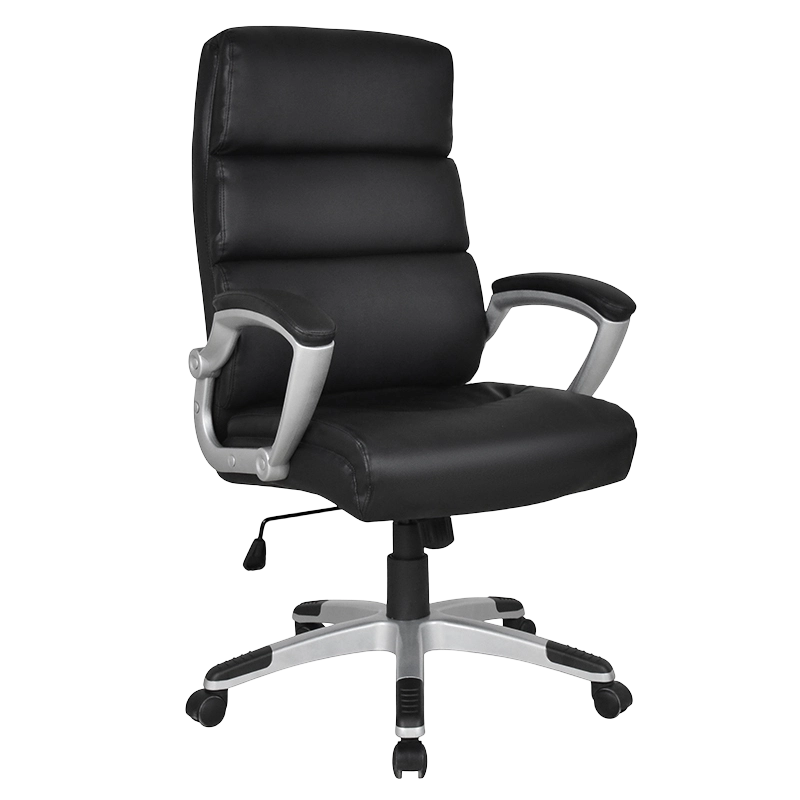 Černá kancelářská židle s vysokým opěradlem a polstrovanou područkou (Y-2725)