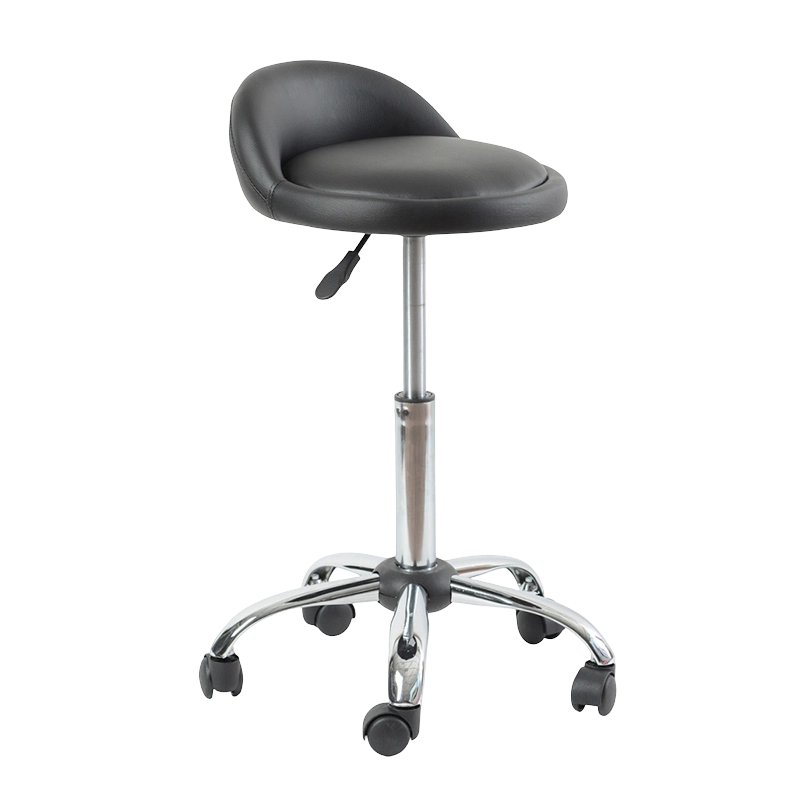 Černé PU nízké kulaté sedadlo s otočným zvedacím barovým sedátkem s kolečky (GY-1021A)